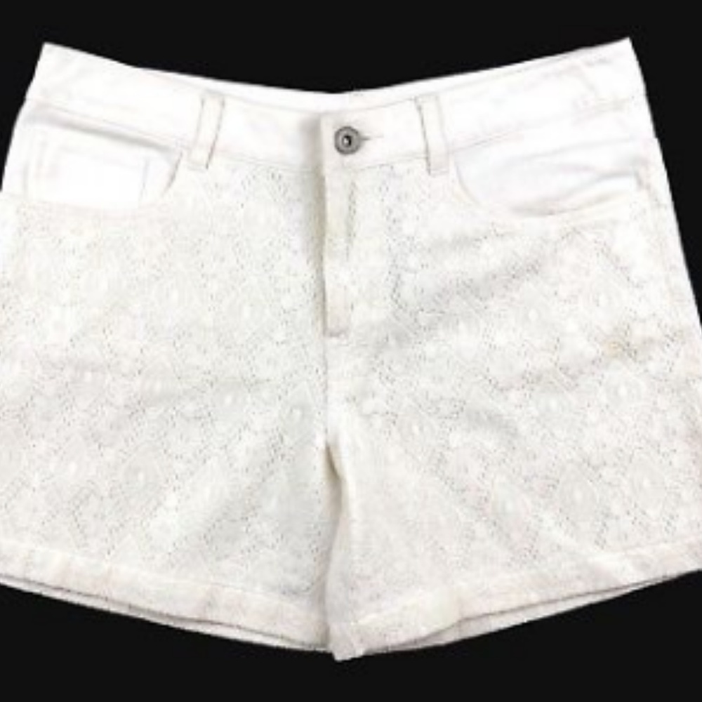 Comme Ca Ism Lace Embellished Jean Shorts